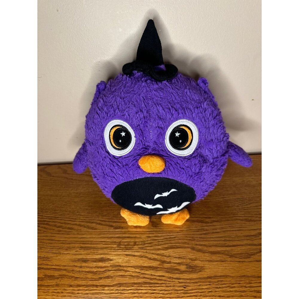 Dandee Purple & Orange Halloween Owl Plush Crescent Moon Bats Witch Halloween